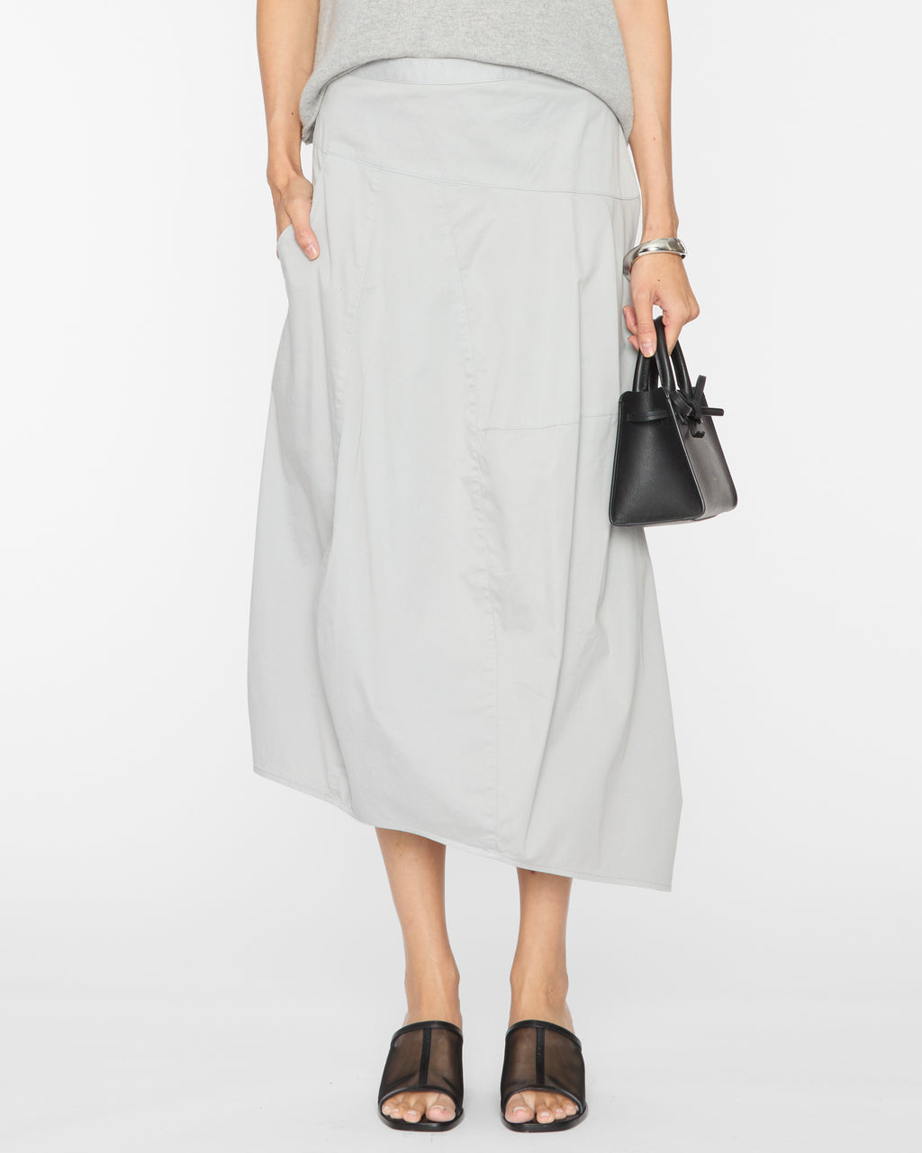 Garment Dyed Silky Cotton Asymmetrical Balloon Skirt