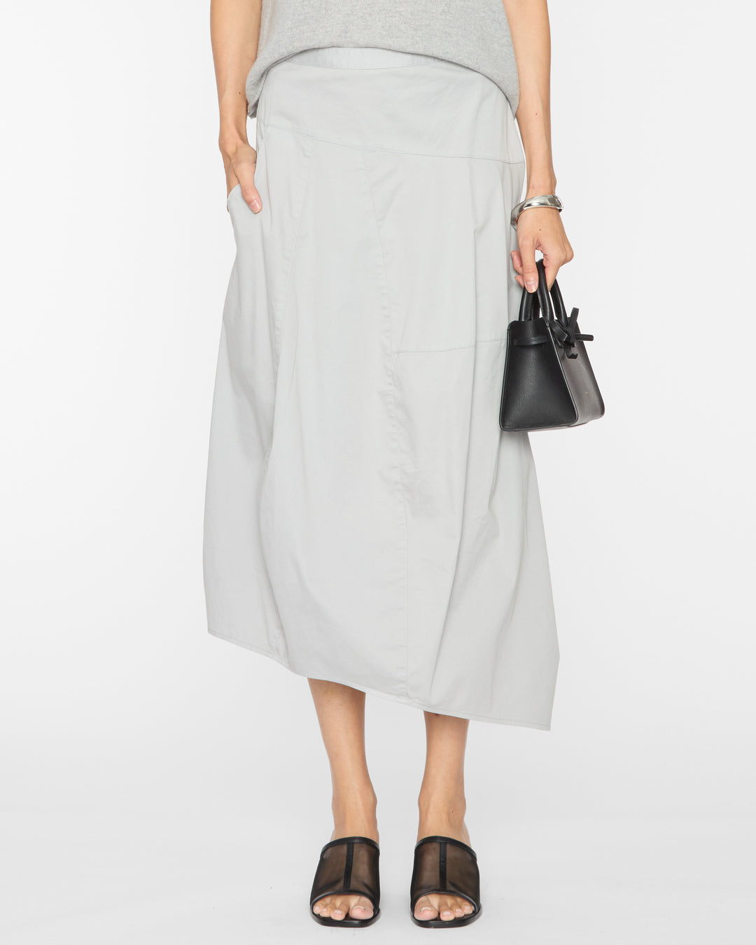 TIBI Garment Dyed Silky Cotton Asymmetrical Balloon Skirt