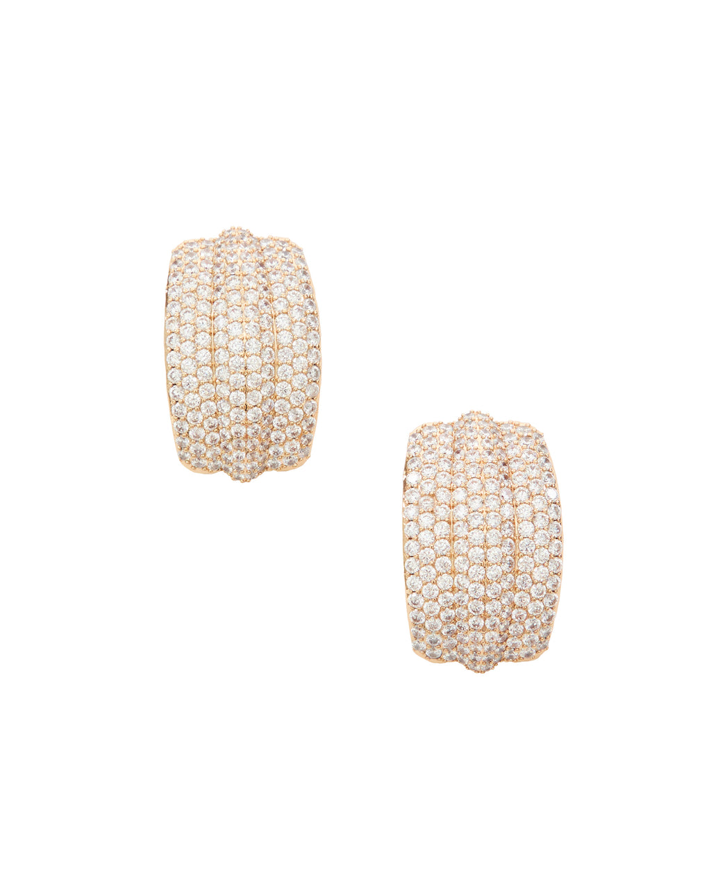 SELF PORTRAIT Gold Crystal Ridged Earrings