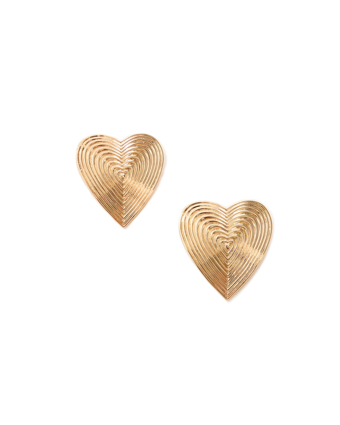 SELF PORTRAIT Gold Heart Ridged Earrings