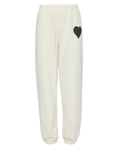 Heart Sweatpants in Vintage White