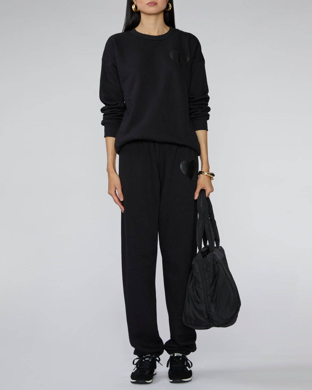 SPRWMN Heart Sweatshirt in Black/Black