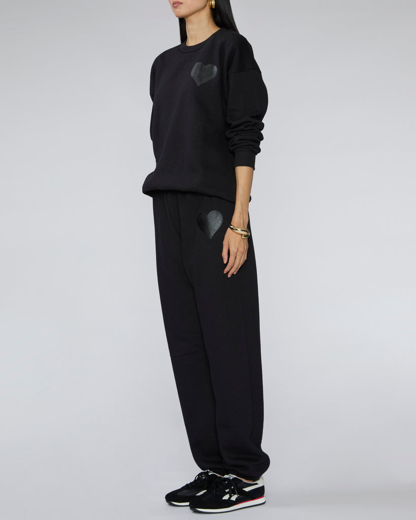 SPRWMN Heart Sweatshirt in Black/Black