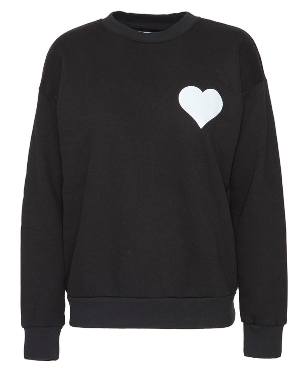 SPRWMN Heart Sweatshirt in Black/White
