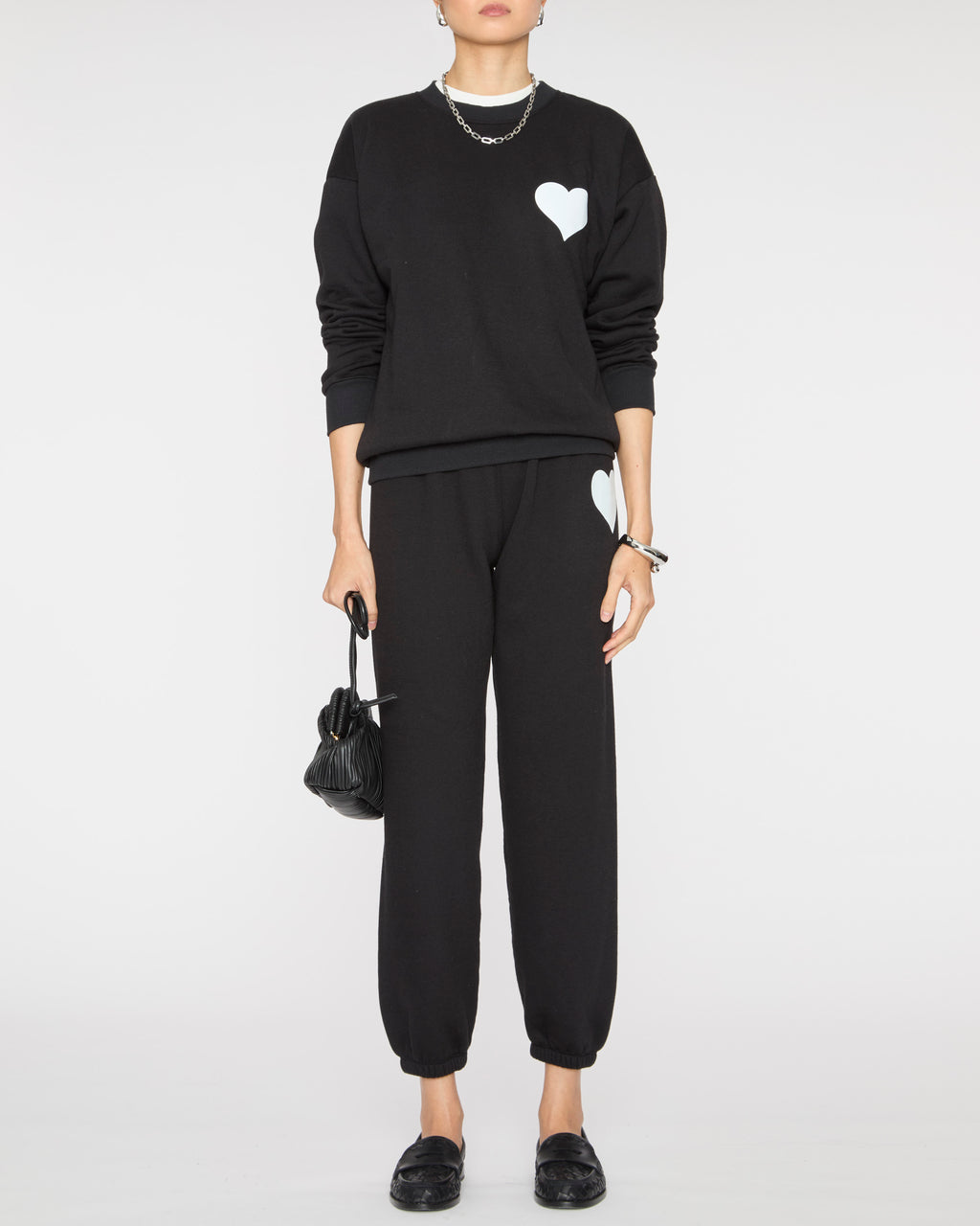 SPRWMN Heart Sweatshirt in Black/White