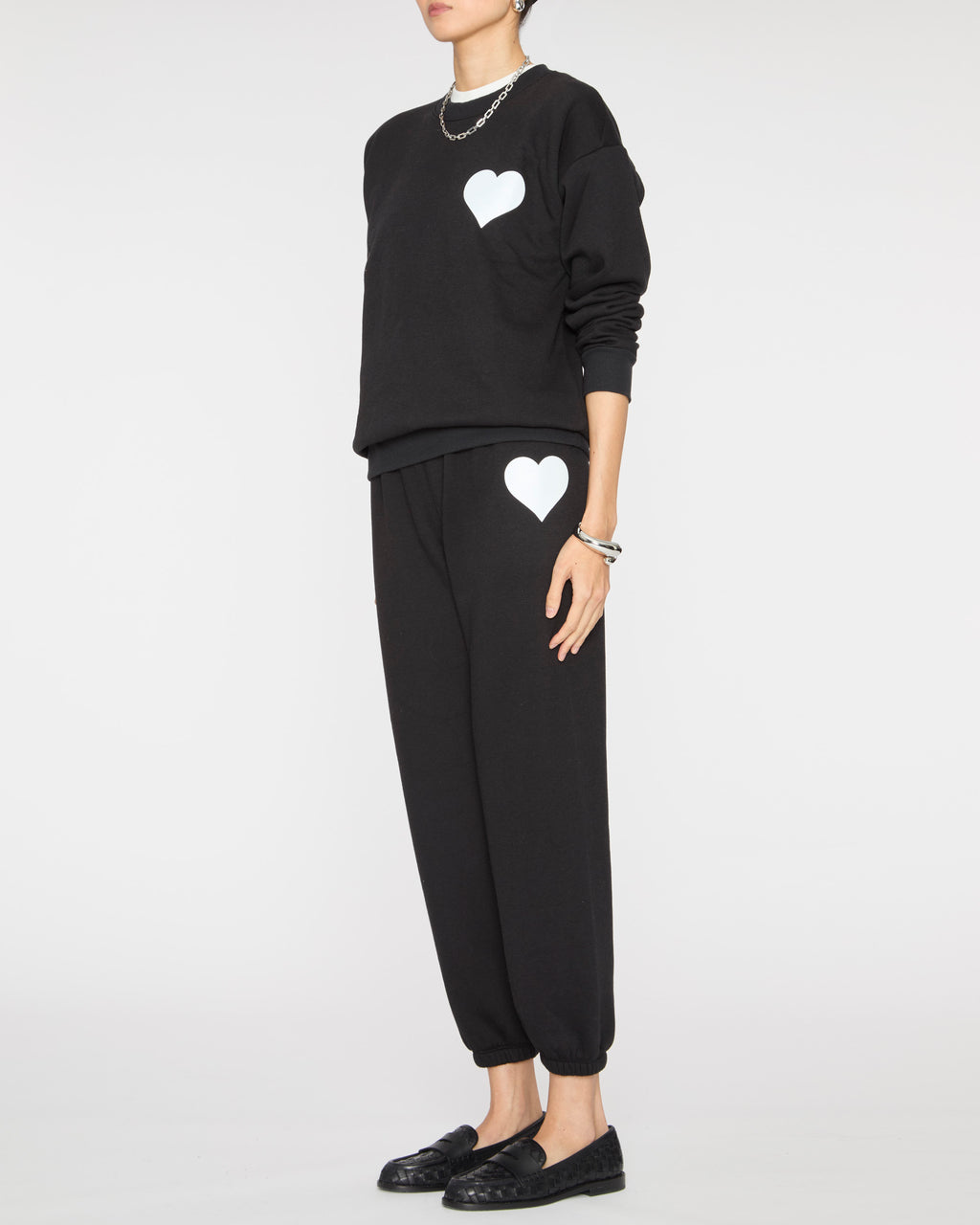 SPRWMN Heart Sweatshirt in Black/White