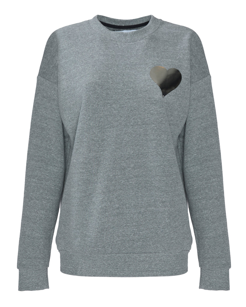 SPRWMN Heart Logo Sweatshirt in Dark Heather Grey