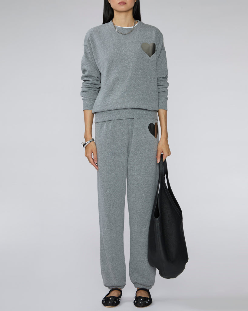 SPRWMN Heart Logo Sweatshirt in Dark Heather Grey