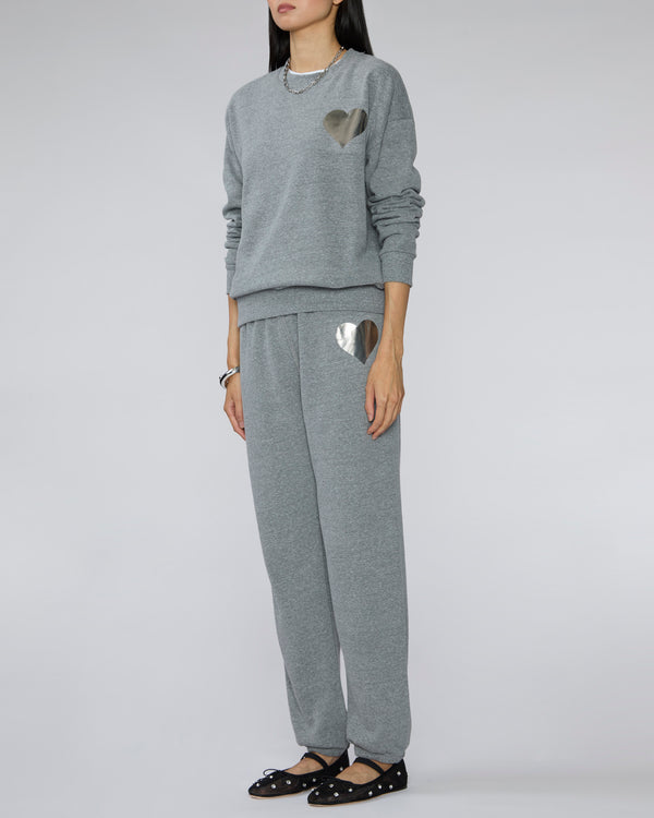 SPRWMN Heart Logo Sweatshirt in Dark Heather Grey