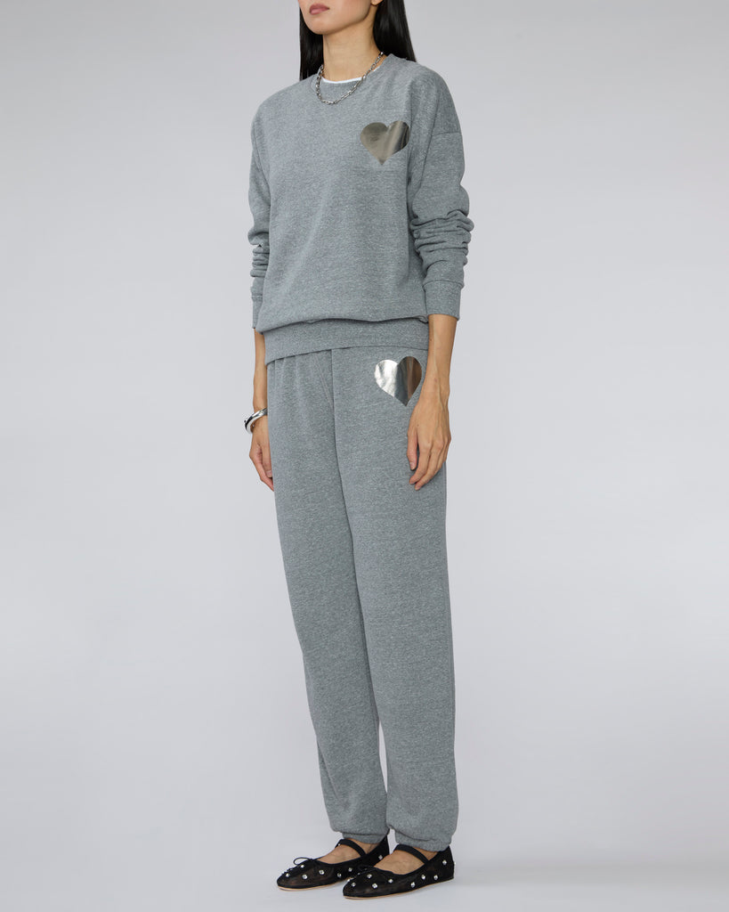 SPRWMN Heart Logo Sweatshirt in Dark Heather Grey