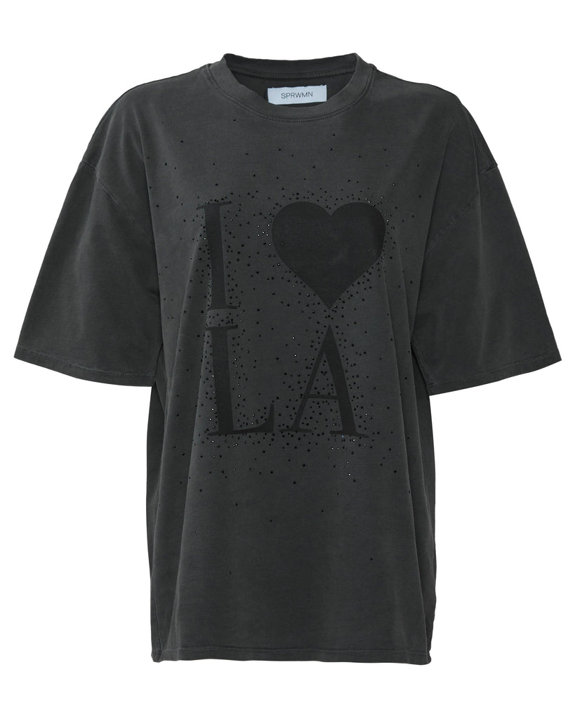 SPRWMN I Love LA Rhinestone Burst Top