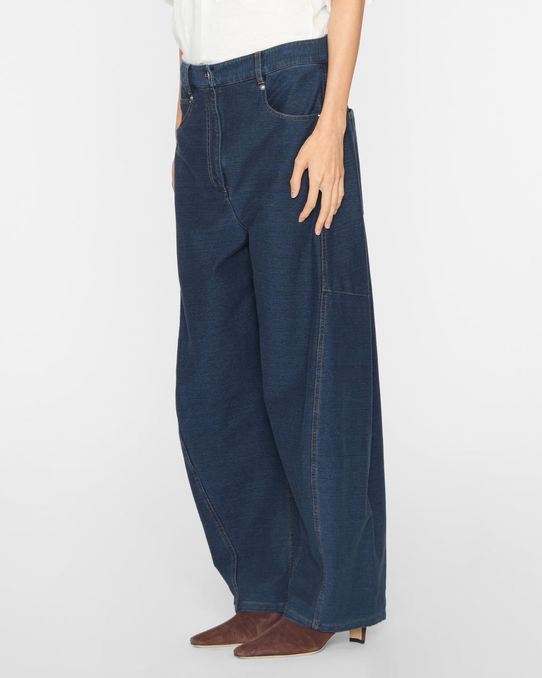 TIBI Indigo Barre Denim Knit Sid Jean