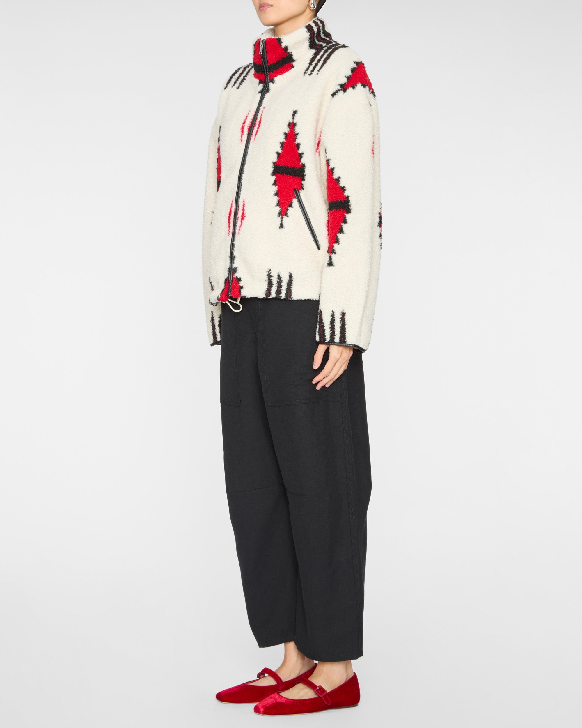ISABEL MARANT｜JACKETS (IVANA (MA0376FA C1C02E ECRD)) Isabel Marant Etoile Ivana Jacket in Ecru & Red | FWRD