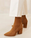 Isla Cacao Suede Slim Ankle Bootie