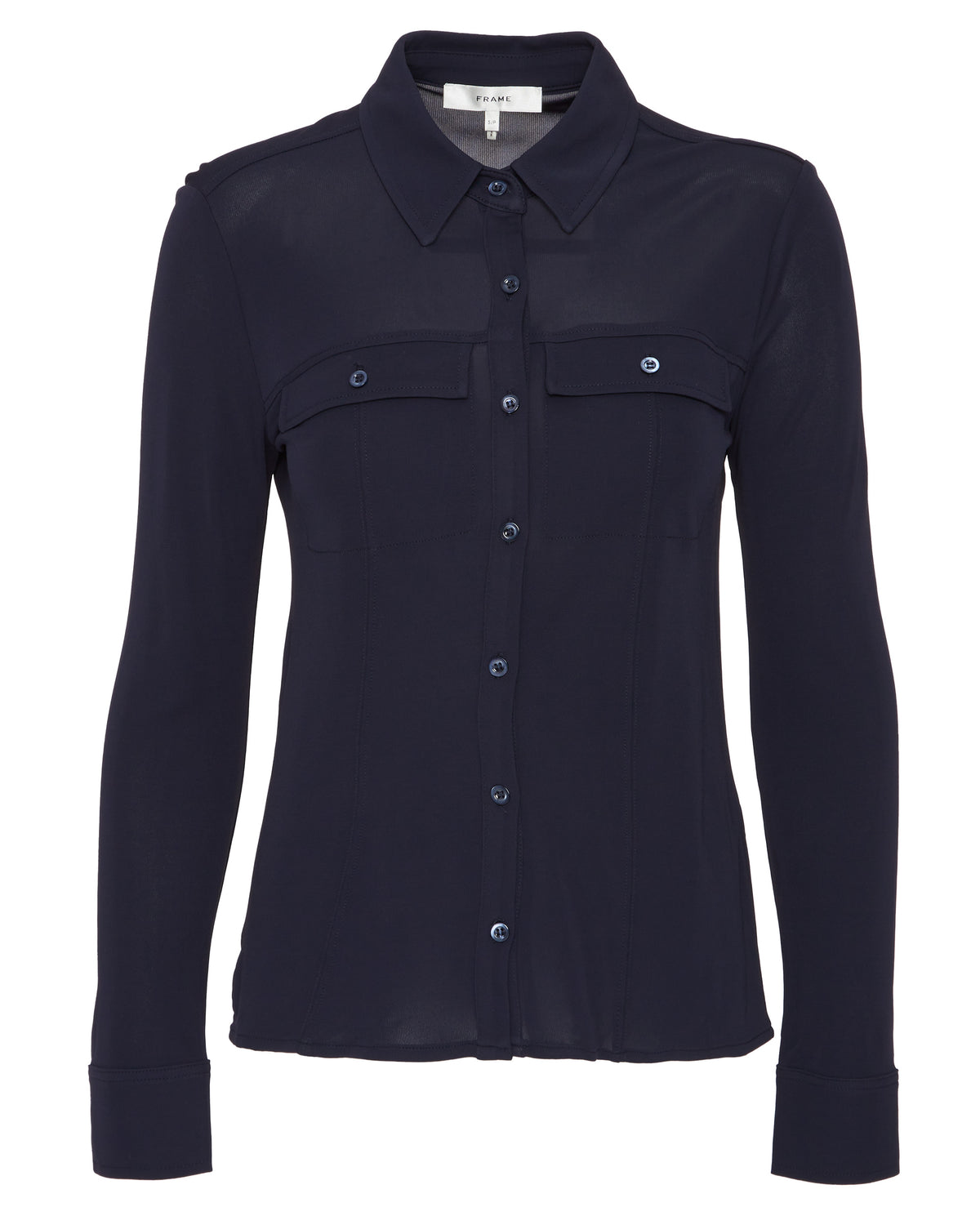 トップス Navy Pocket Oblique Button Up Shirt fluke-utility-ripstop-shirt-