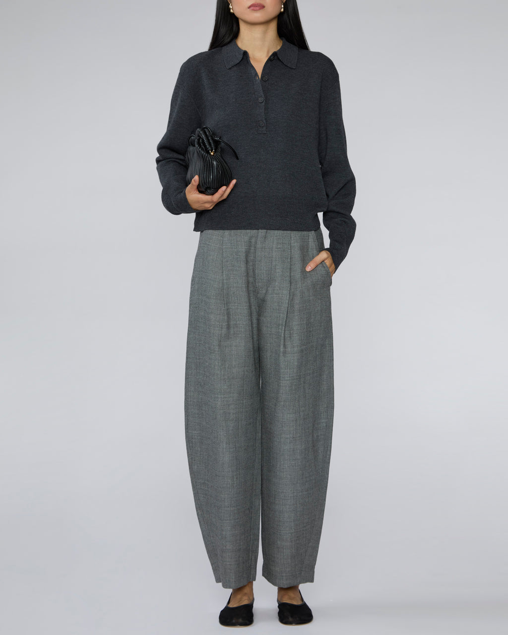 Kari Polo Knit in Grey