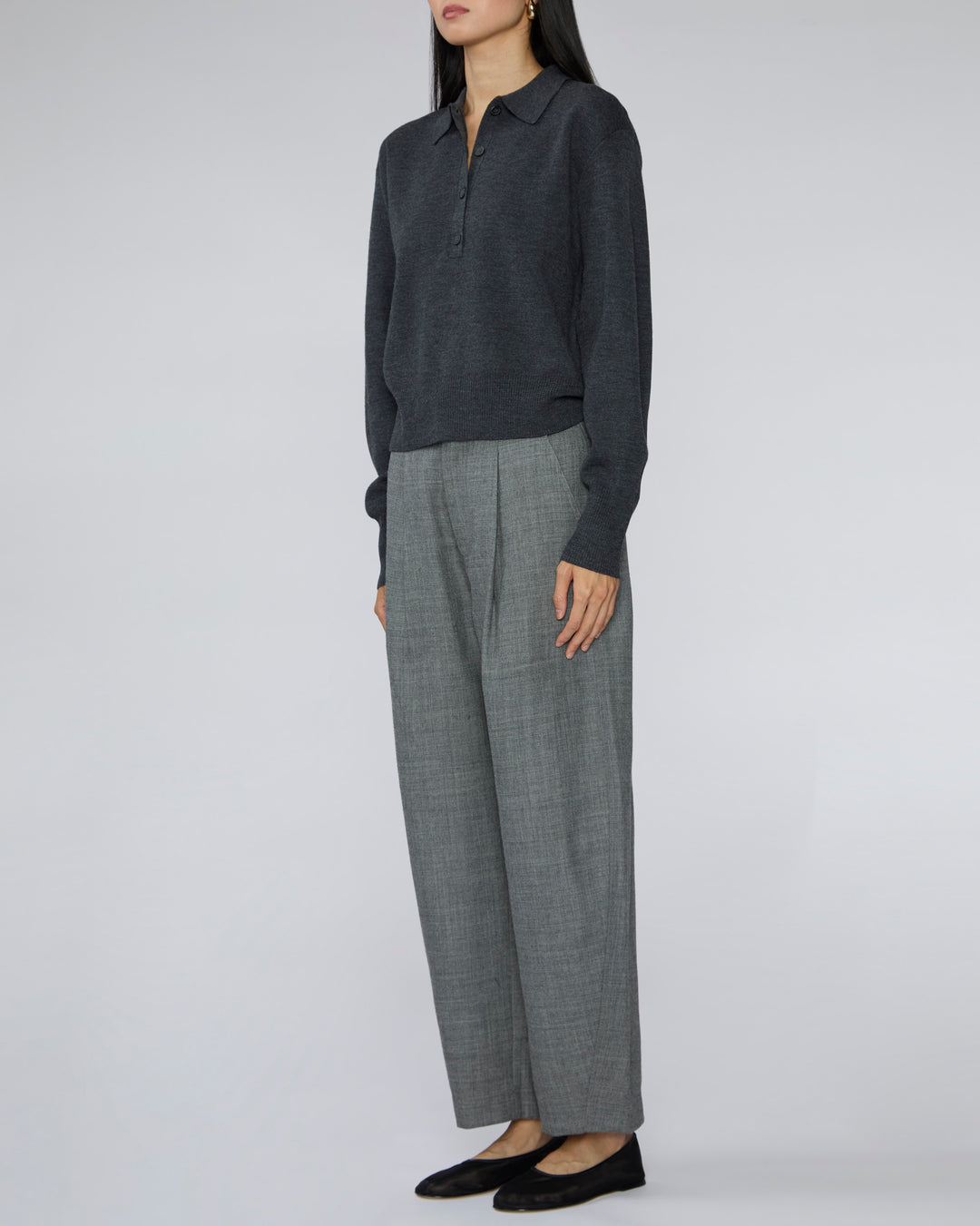 APIECE APART Kari Polo Knit in Grey