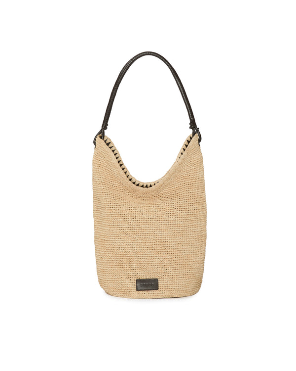Staud Lani Large Raffia Bucket Bag Natural