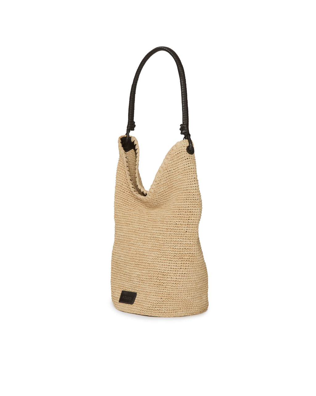 Staud Lani Large Raffia Bucket Bag Natural