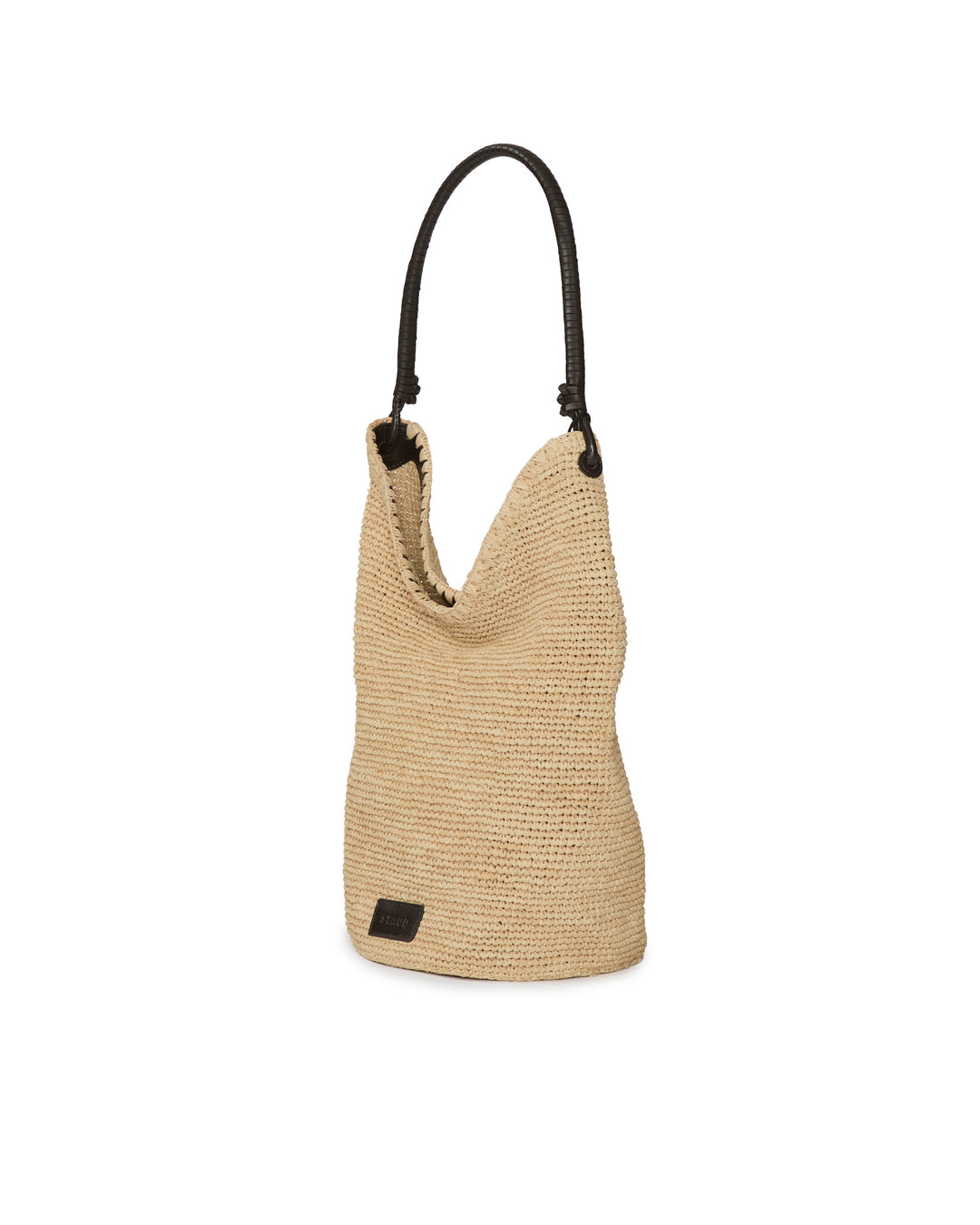 Staud Lani Large Raffia Bucket Bag Natural