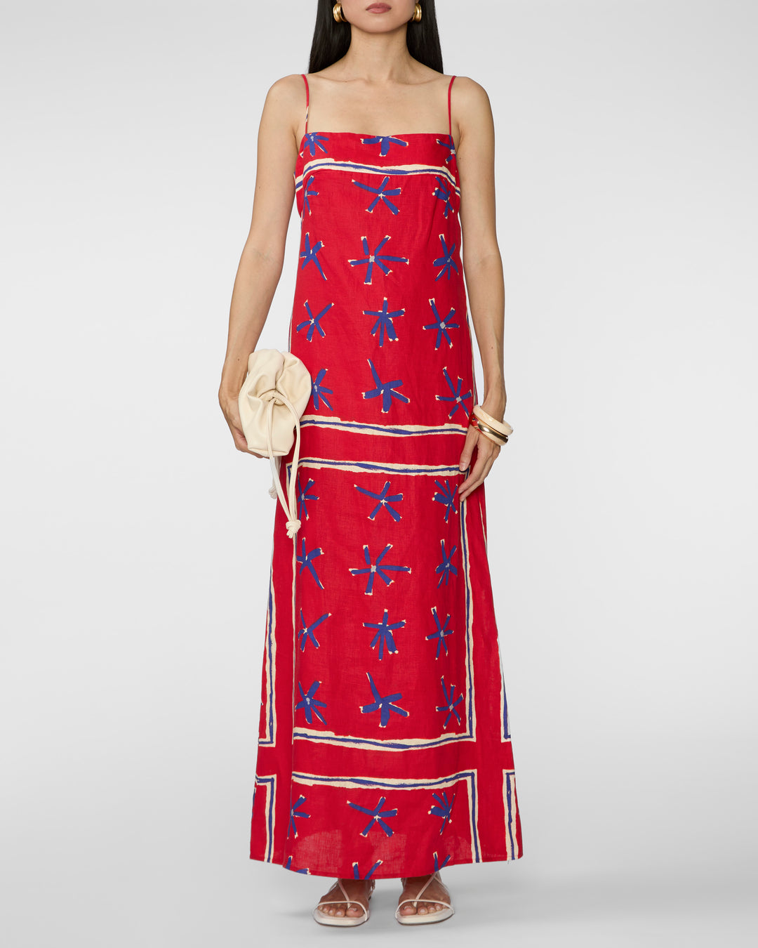 STAUD Laura Linen Dress in Painted Foulard