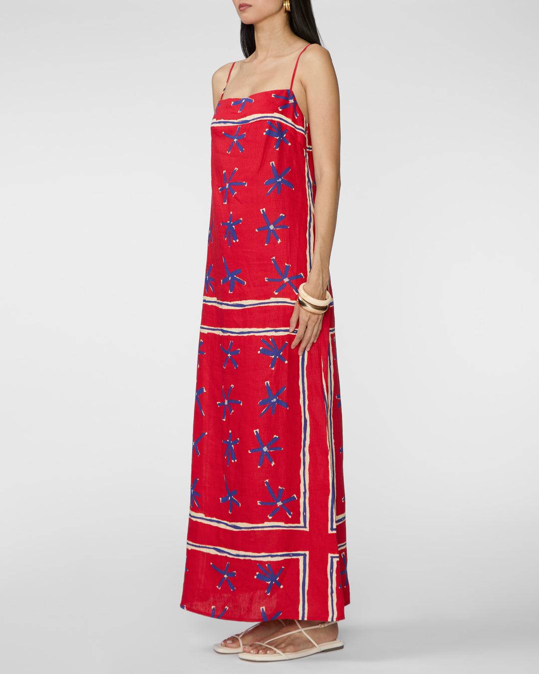STAUD Laura Linen Dress in Painted Foulard