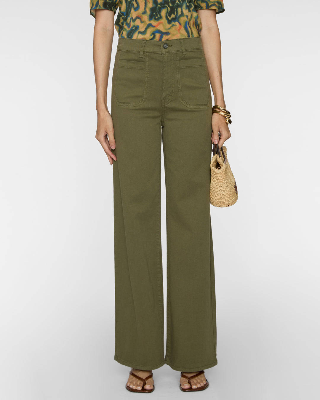 FRAME Le Slim Palazzo Modernist Pocket in Grasshopper