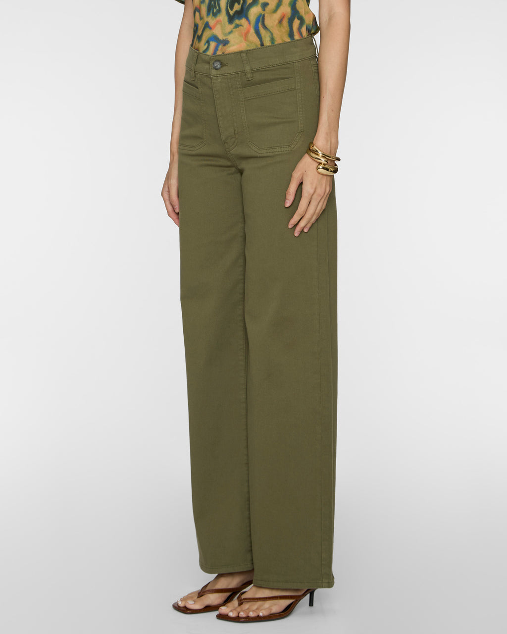 FRAME Le Slim Palazzo Modernist Pocket in Grasshopper