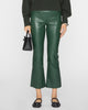Leather Crop Flare Legging in Ivy