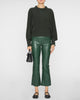 Leather Crop Flare Legging in Ivy