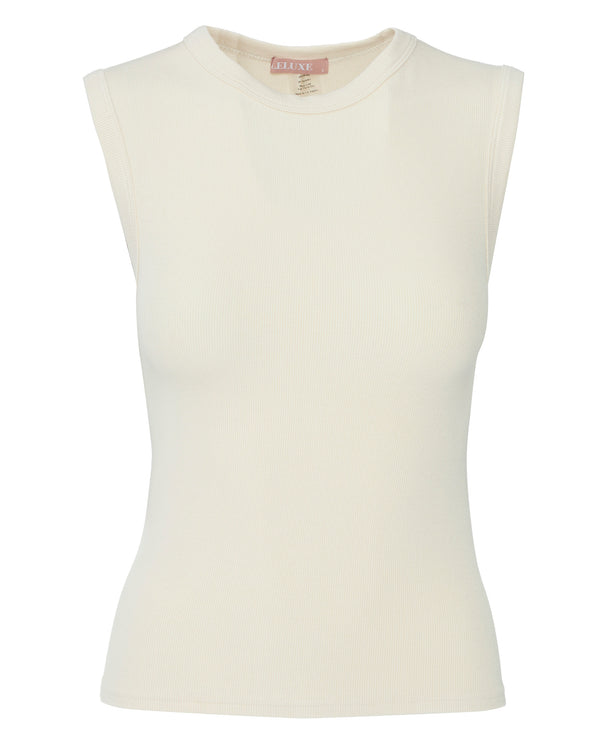 LELUXE Lou Muscle Tee in Bone