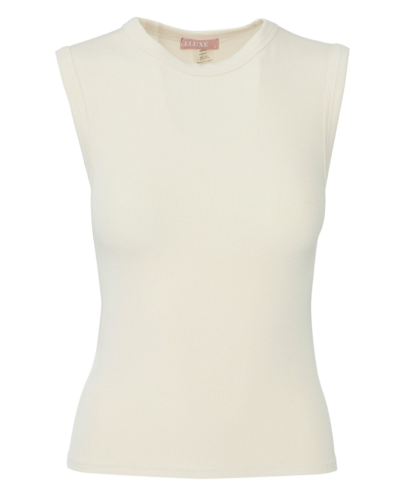 LELUXE Lou Muscle Tee in Bone