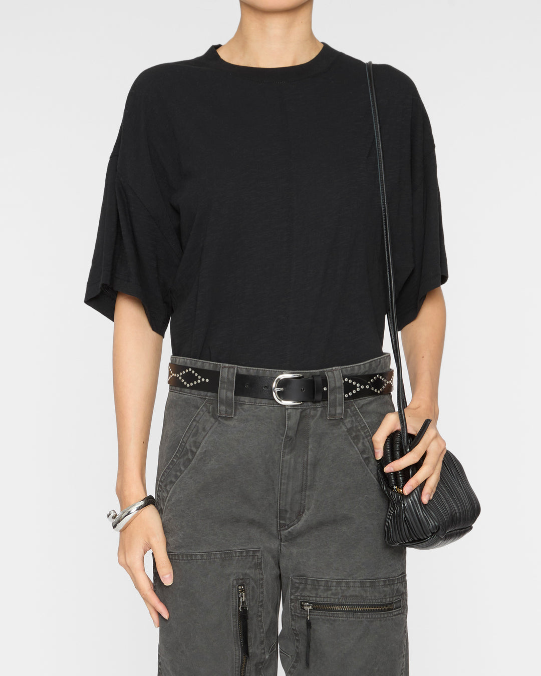 ISABEL MARANT ETOILE Liliana Belt in Black/Silver