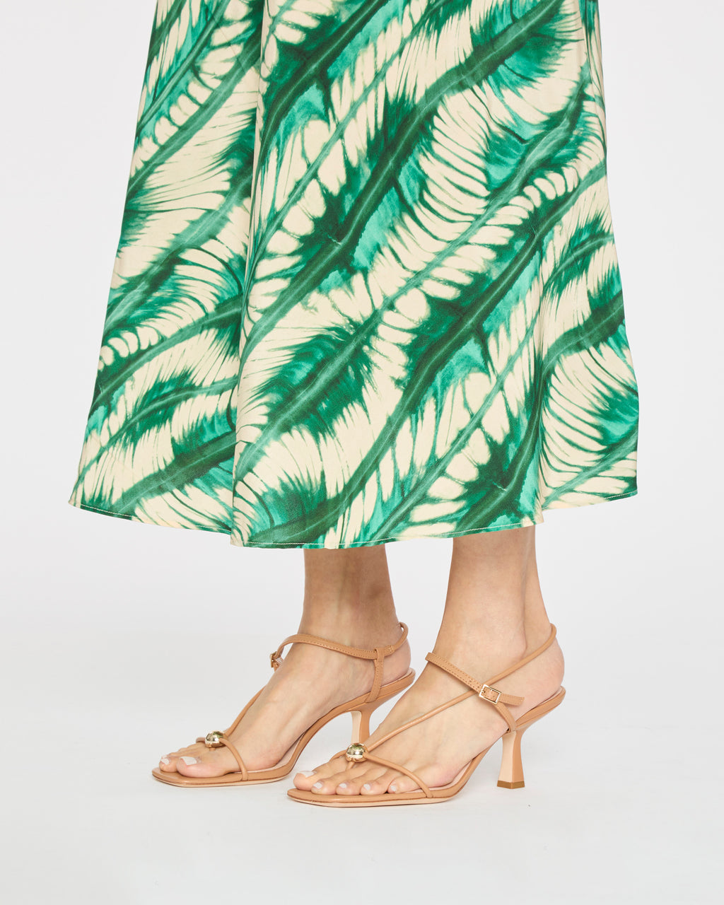 LOEFFLER RANDALL Triana Strappy Mid-Heel Sandal with Ball in Dune