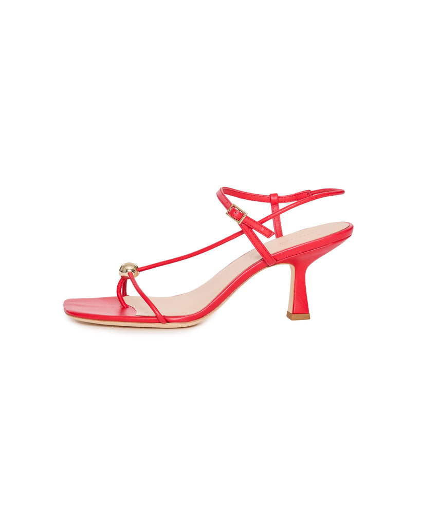 Triana Strappy Mid-Heel Sandal with Ball in Red