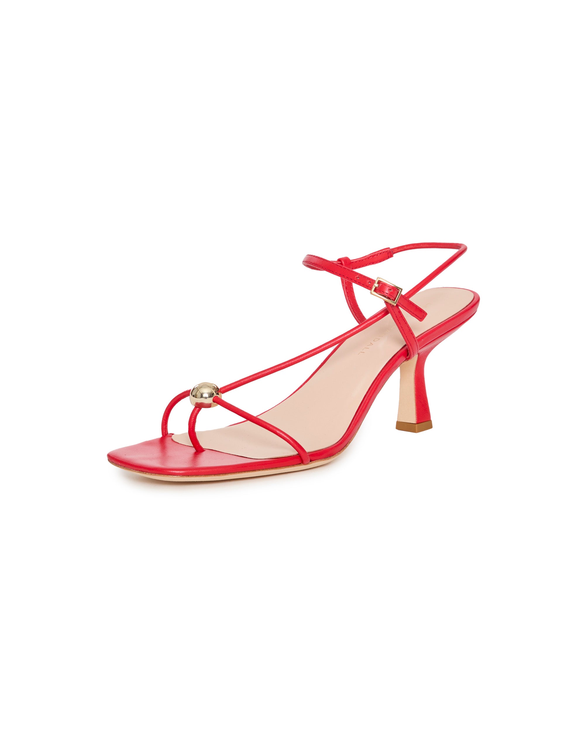 LOEFFLER RANDALL Triana Strappy Mid-Heel Sandal with Ball in Red