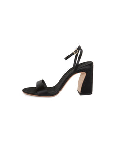 Malia Curved Heel Simple Sandal with Ankle Strap in Black