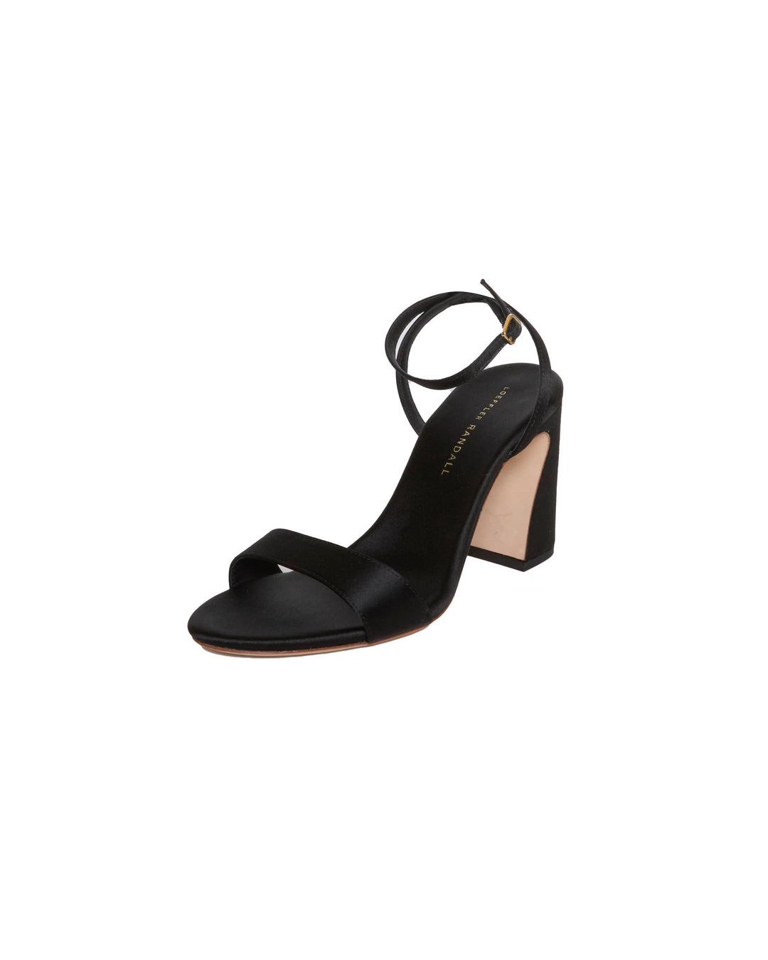 LOEFFLER RANDALL Malia Curved Heel Simple Sandal with Ankle Strap in Black