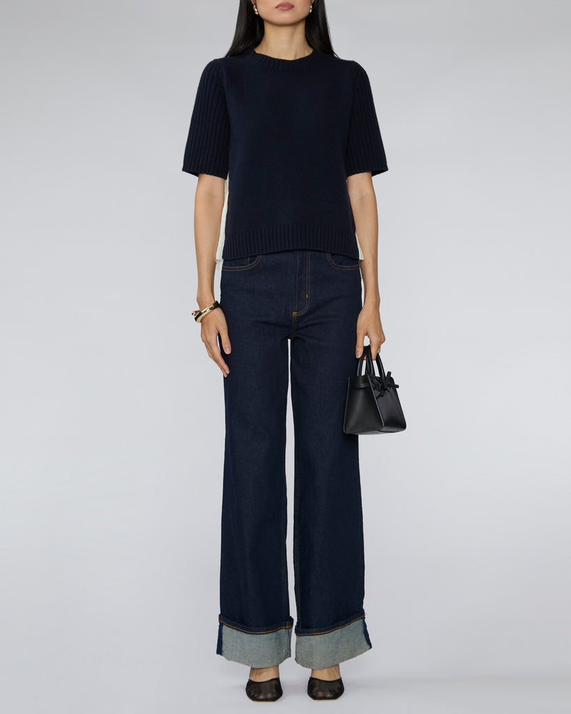 SEA Mallory Combo Knit Short Sleeve Sweater