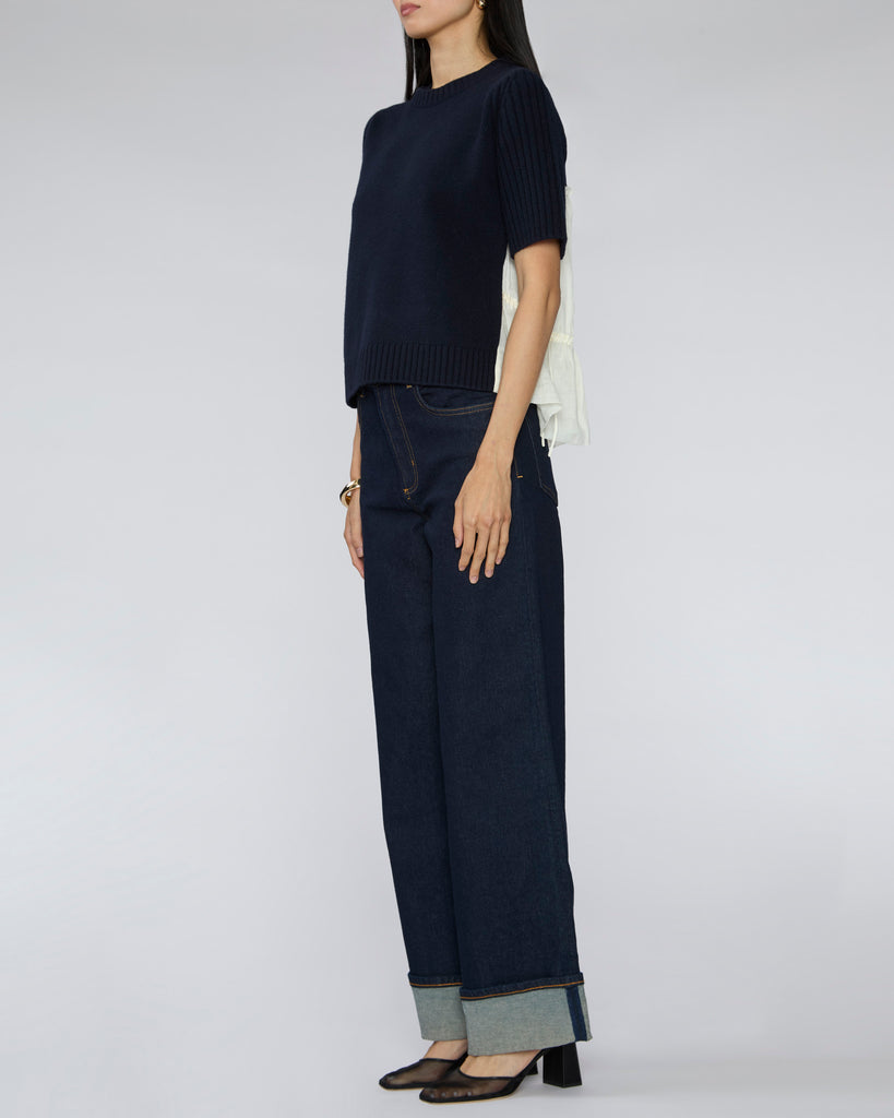 SEA Mallory Combo Knit Short Sleeve Sweater