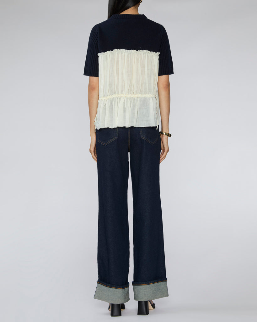 SEA Mallory Combo Knit Short Sleeve Sweater