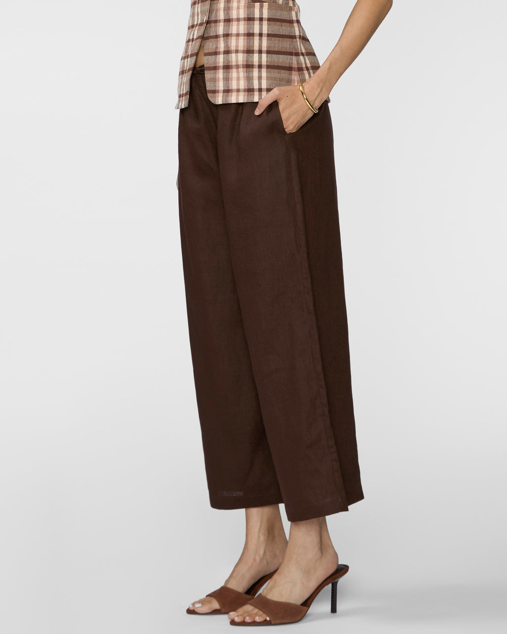 STAUD Mateo Linen Cropped Pant