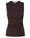 Micro Jersey Shirred Crewneck Top