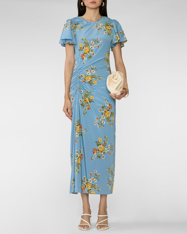 Veronica Beard Midi Huntleigh Dress Blue River Multi