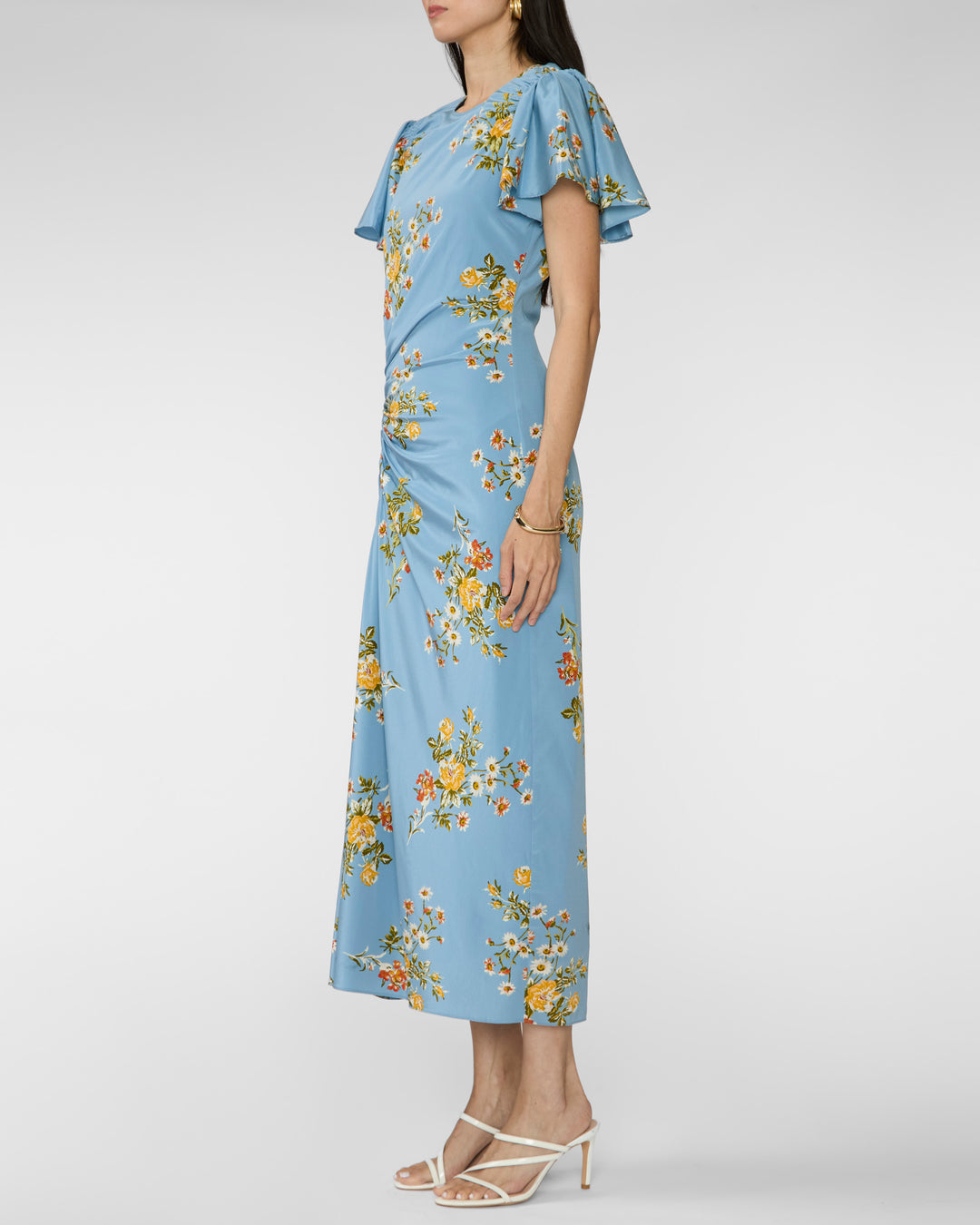 Veronica Beard Midi Huntleigh Dress Blue River Multi