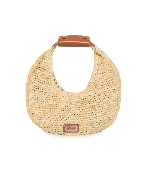 STAUD Moon Raffia Tote Bag
