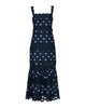 SELF PORTRAIT Navy Polka Dot Linen Midi Dress