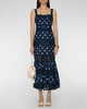 SELF PORTRAIT Navy Polka Dot Linen Midi Dress
