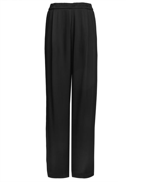 Pleated Satin Pant in Black