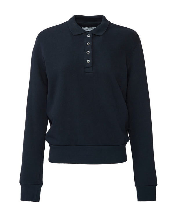 SPRWMN Polo Sweatshirt in Navy